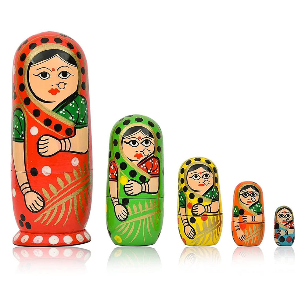 Hindu Woman Matryoshka Dolls – Handcrafted Cultural Masterpiece