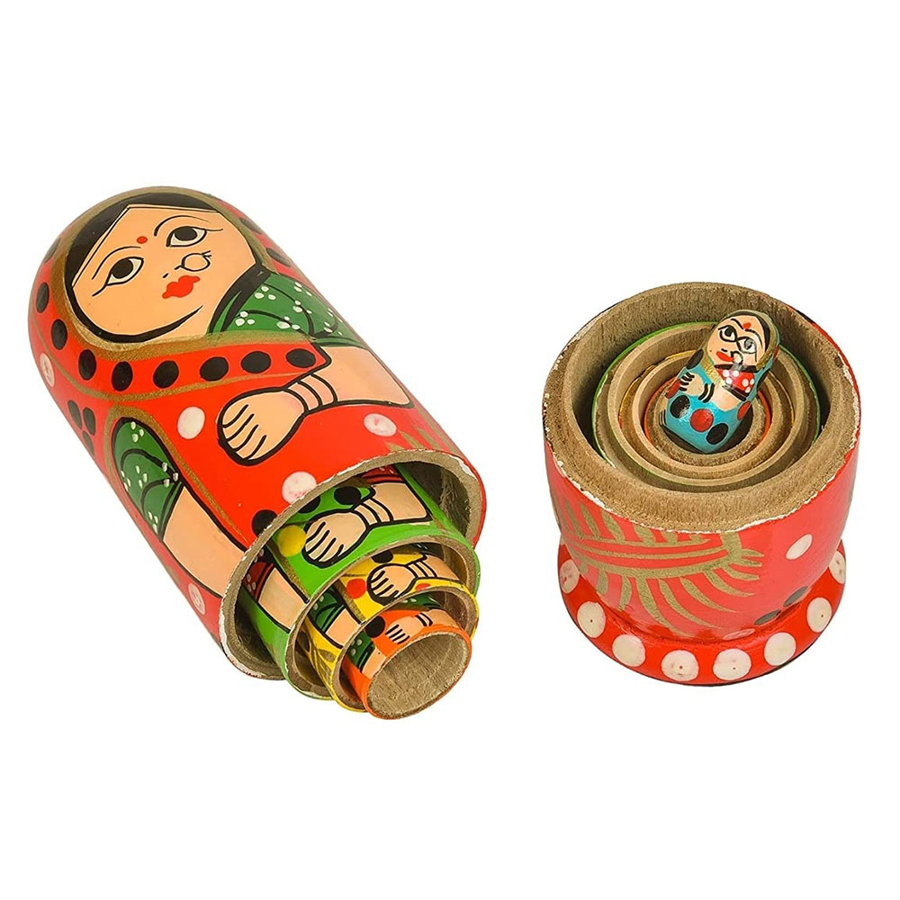 Hindu Woman Matryoshka Dolls – Handcrafted Cultural Masterpiece