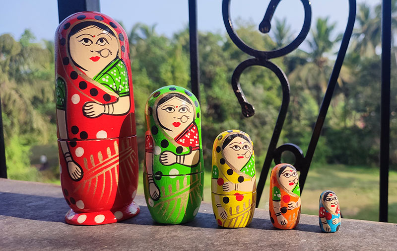 Close-up of a hand-painted Russian Matryoshka doll